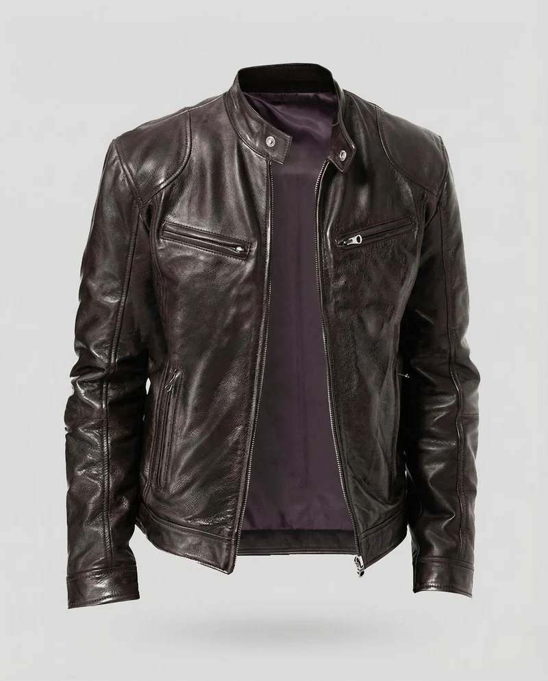 Herren Leder Bikerjacke Kalbsleder - Arvani