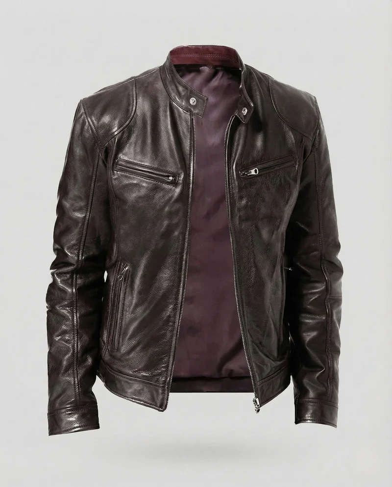 Herren Leder Bikerjacke Kalbsleder - Arvani