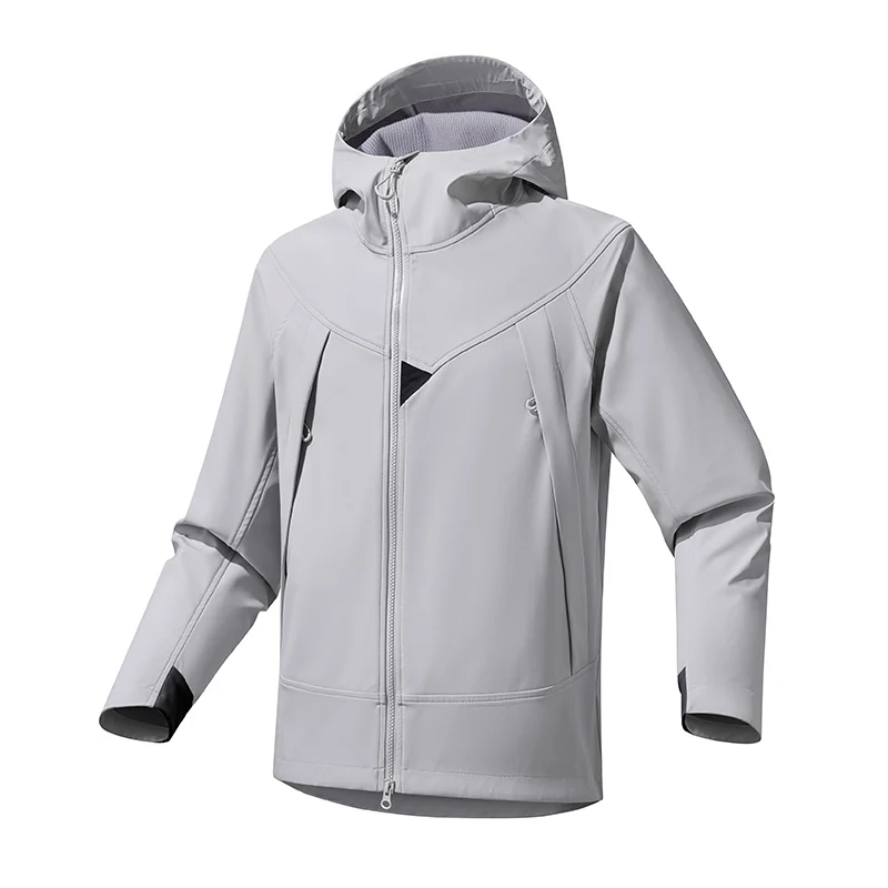 Herren Technische Softshell-Outdoorjacke mit Kapuze winddichtem Stretch und Zwei-Wege-Reißverschluss Nord Taschen