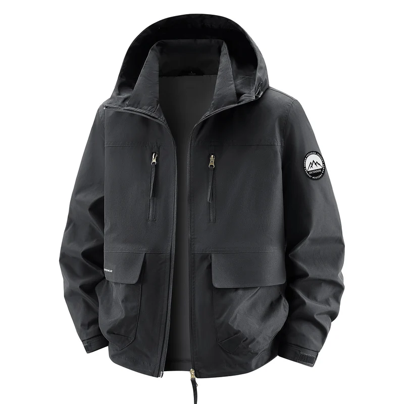 Herren Technische Kapuzen-Fieldjacke mit wasserabweisender Membran und Mehrfachtaschen Nord Taschen