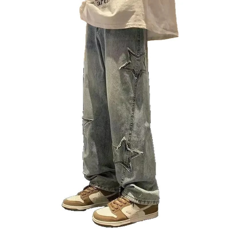 Herren lässige Jeans mit Sterne-Stickerei