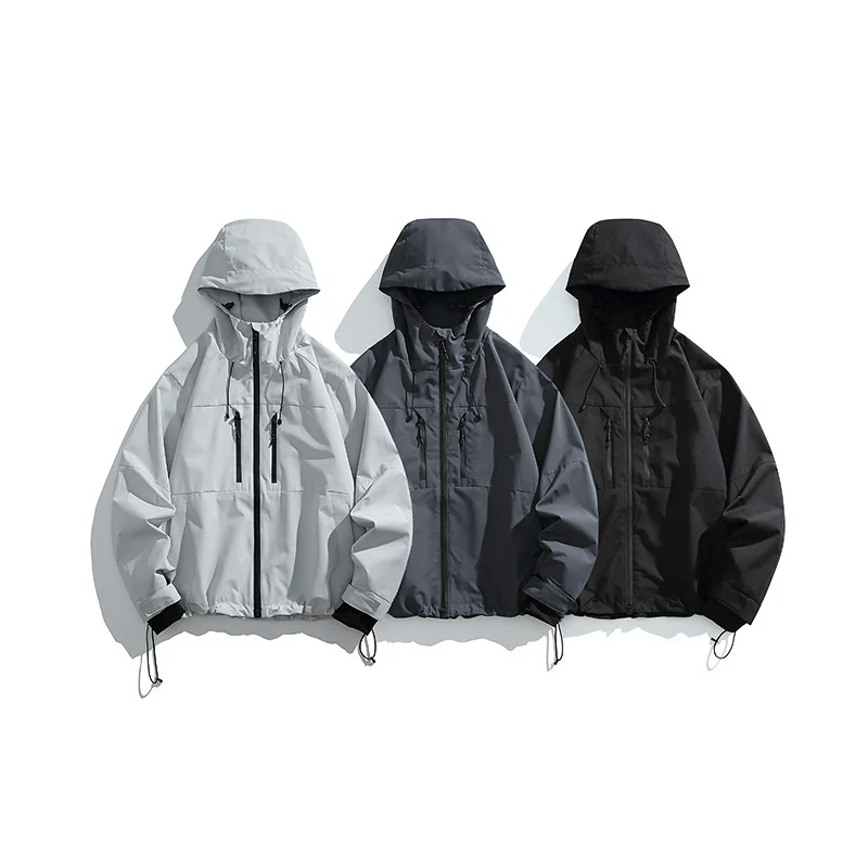 Herren Technische Regen-Softshell-Jacke mit Kapuze, Reißverschluss und verstellbarem Saum Nord Taschen