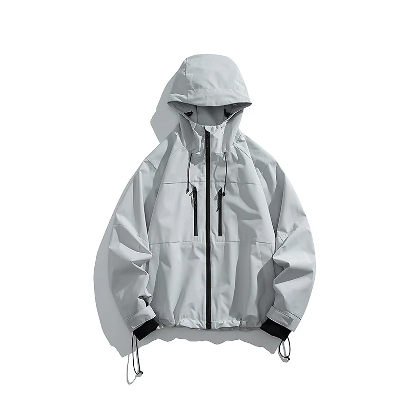 Herren Technische Regen-Softshell-Jacke mit Kapuze, Reißverschluss und verstellbarem Saum Nord Taschen
