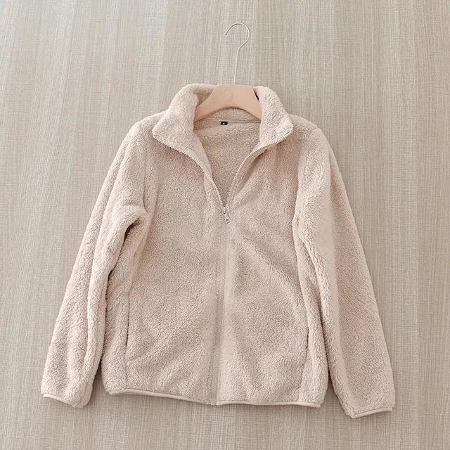 Weiche Sherpa Zip Up Hohe Kragenjacke, Fleeceweste