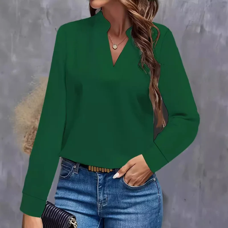 Damen Bluse mit Stehkragen und langen Ärmeln - Arvani
