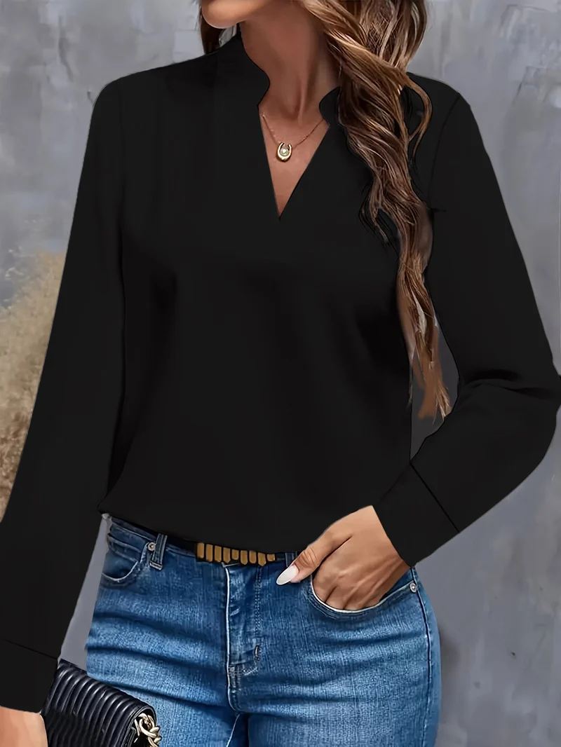 Damen Bluse mit Stehkragen und langen Ärmeln - Arvani