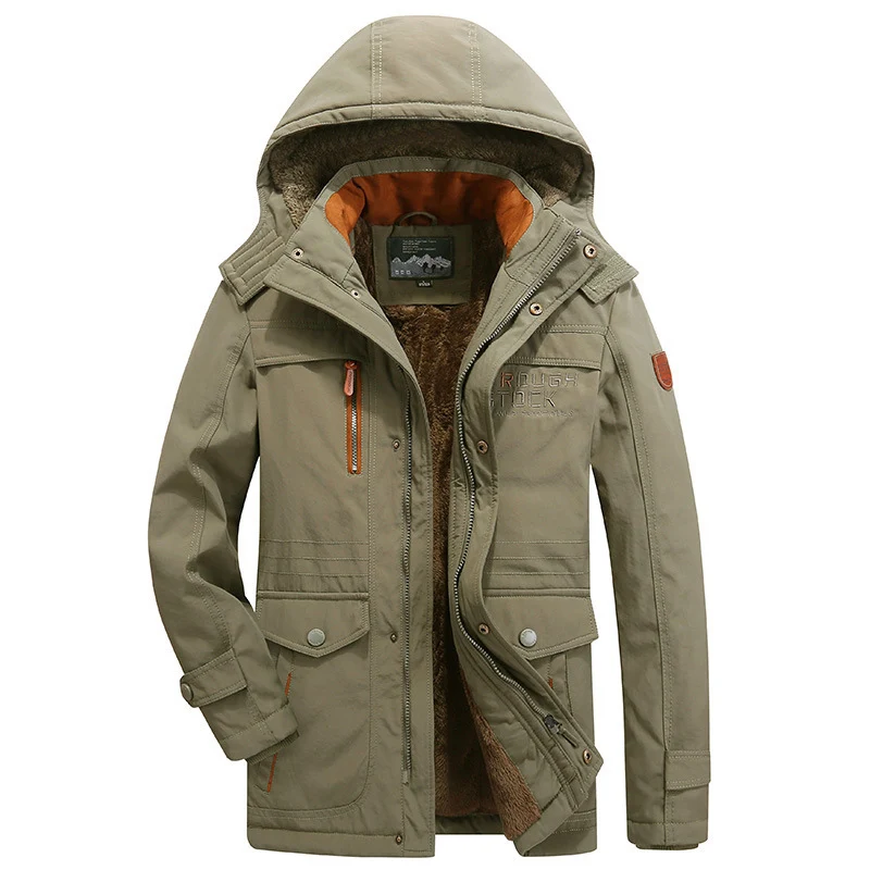 Herren Isolierter Parka mit Teddyfutter, Kapuze und Multifunktionstaschen Nord Taschen