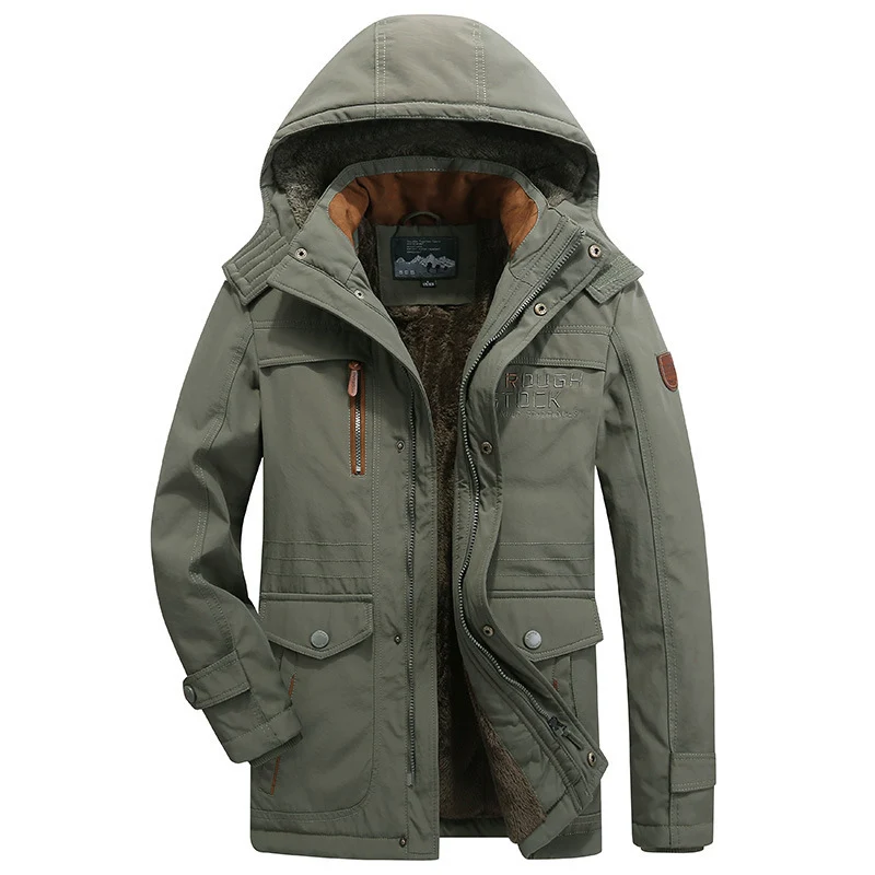 Herren Isolierter Parka mit Teddyfutter, Kapuze und Multifunktionstaschen Nord Taschen