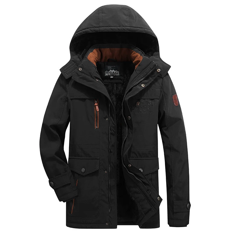 Herren Isolierter Parka mit Teddyfutter, Kapuze und Multifunktionstaschen Nord Taschen