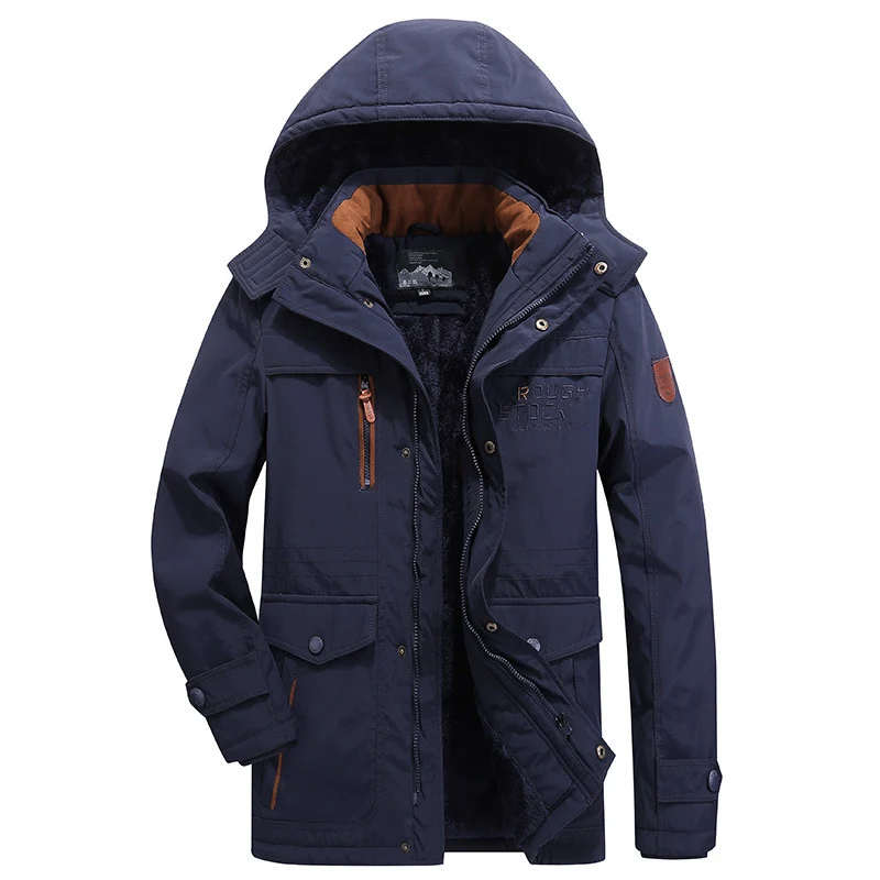 Herren Isolierter Parka mit Teddyfutter, Kapuze und Multifunktionstaschen Nord Taschen