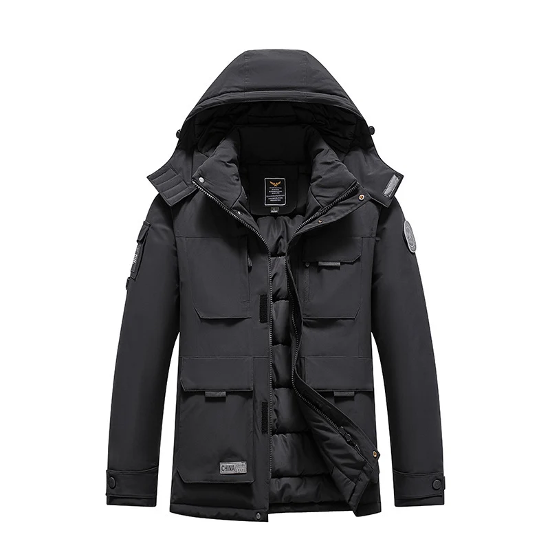 Herren Isolierter Field-Parka mit Kapuze, Mehrfach-Utility-Taschen und winddichter Shell Nord Taschen