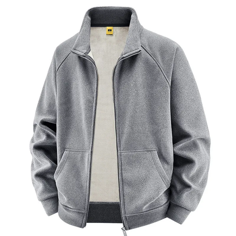 Herren Isolierte Plüschfutter-Sweatjacke mit Stehkragen und verdeckten Innentaschen Nord Taschen