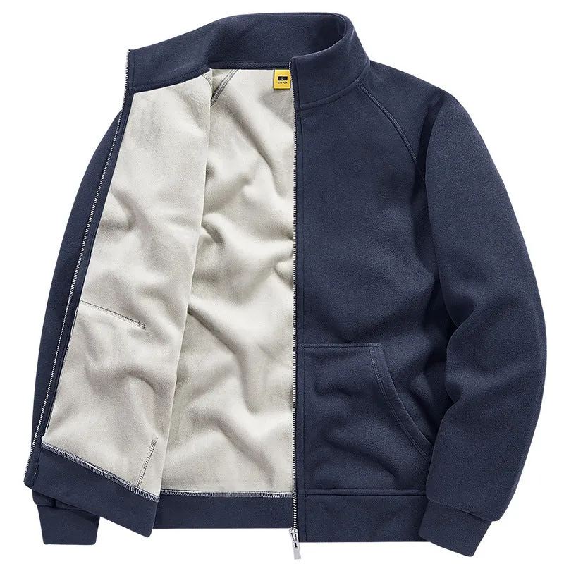 Herren Isolierte Plüschfutter-Sweatjacke mit Stehkragen und verdeckten Innentaschen Nord Taschen