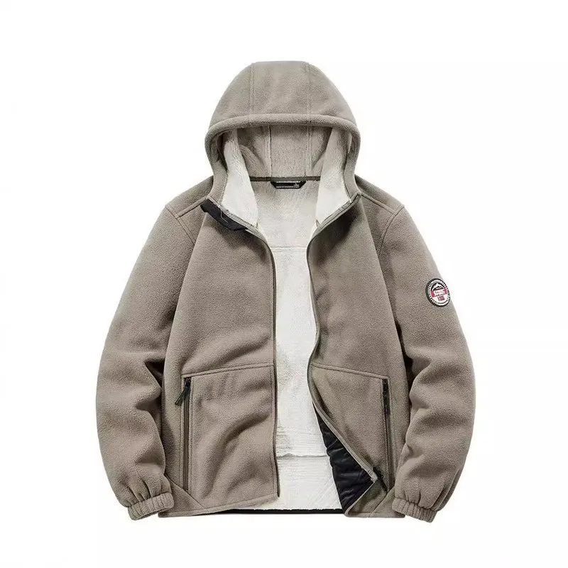 Herren Isolierte Fleece-Hoodiejacke mit Sherpa-Innenfutter und Zwei-Wege-Reißverschluss Nord Taschen