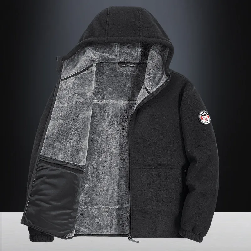 Herren Isolierte Fleece-Hoodiejacke mit Sherpa-Innenfutter und Zwei-Wege-Reißverschluss Nord Taschen