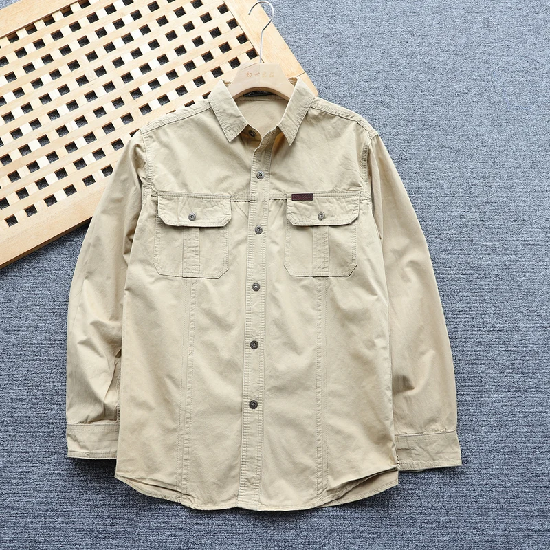 Herren Hemdjacke aus Baumwoll-Twill mit Brustklappen und Knopfleiste Nord Taschen