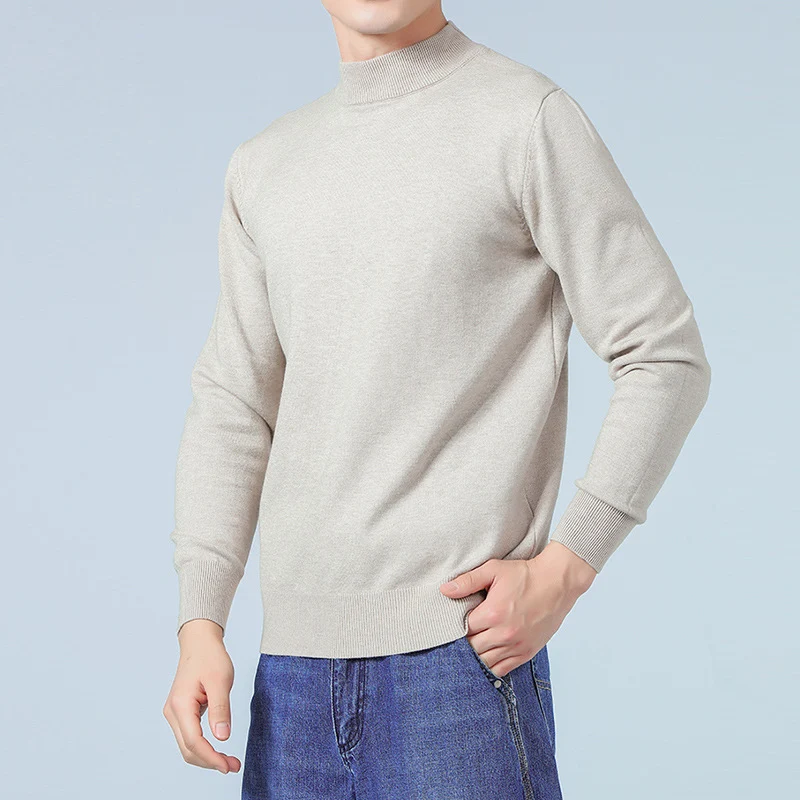 Herren Feiner Mockneck-Pullover aus hochwertigem Feinstrick mit gerippten Abschlüssen Nord Taschen