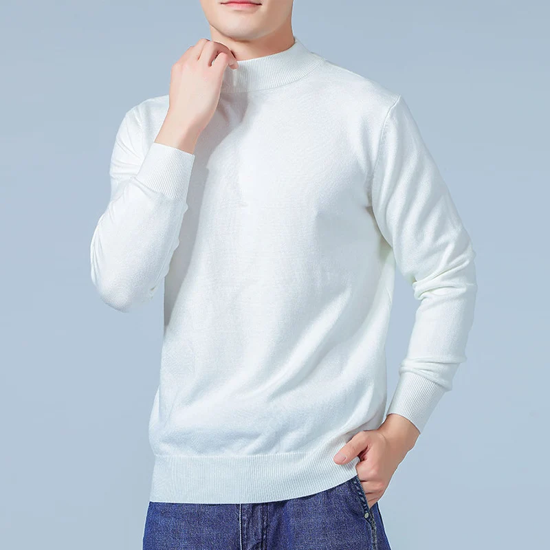 Herren Feiner Mockneck-Pullover aus hochwertigem Feinstrick mit gerippten Abschlüssen Nord Taschen