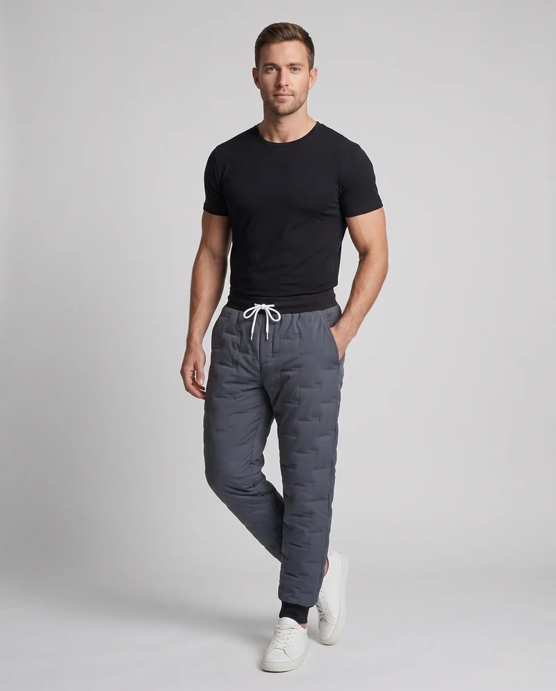 Herren isolierte gesteppte Jogginghose mit elastischem Rippbund, Kordelzug und warmer Fütterung Nord Taschen