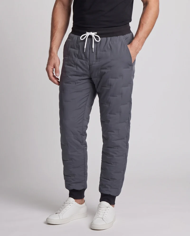 Herren isolierte gesteppte Jogginghose mit elastischem Rippbund, Kordelzug und warmer Fütterung Nord Taschen