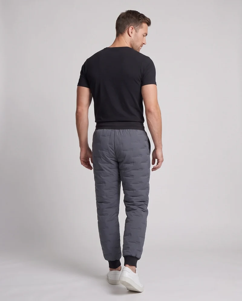 Herren isolierte gesteppte Jogginghose mit elastischem Rippbund, Kordelzug und warmer Fütterung Nord Taschen