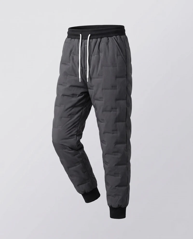 Herren isolierte gesteppte Jogginghose mit elastischem Rippbund, Kordelzug und warmer Fütterung Nord Taschen