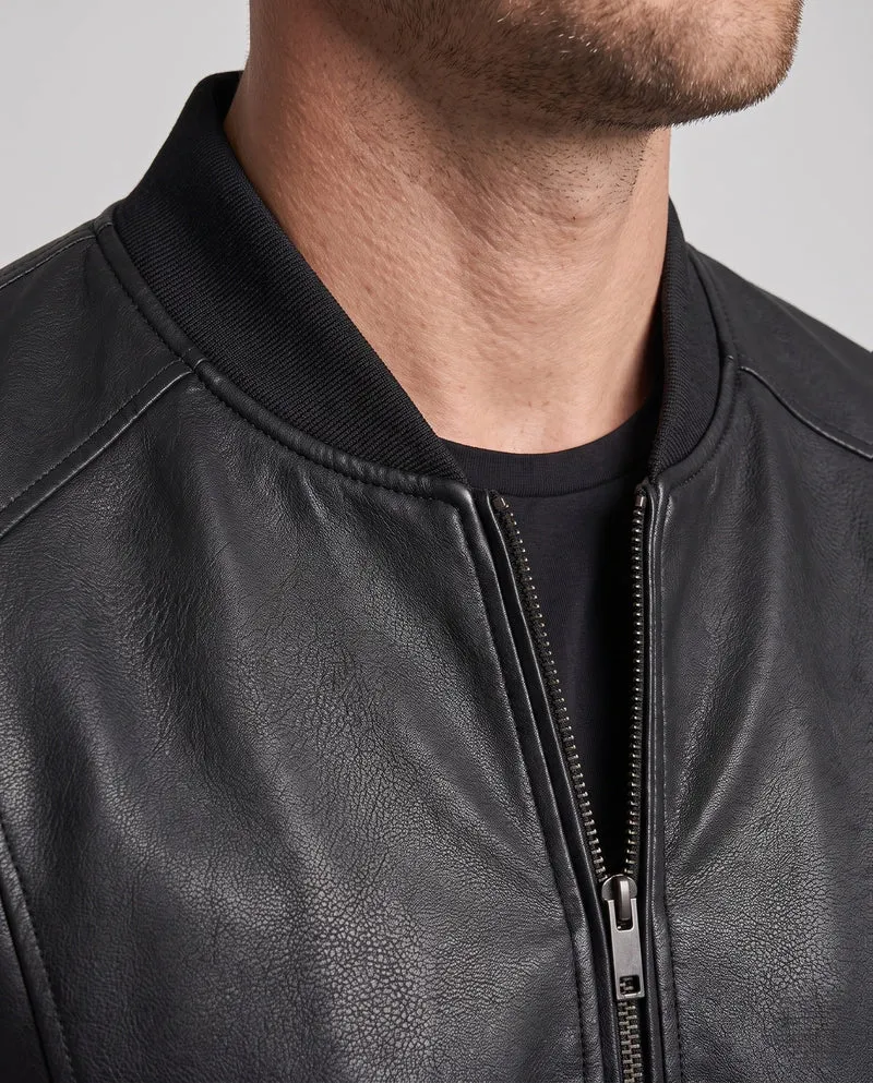 Herren Faux-Leder Bomberjacke mit Teddyfutter & Rippbündchen Nord Taschen