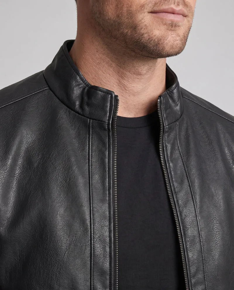 Herren Kunstleder Bomberjacke mit Teddy-Futter Nord Taschen