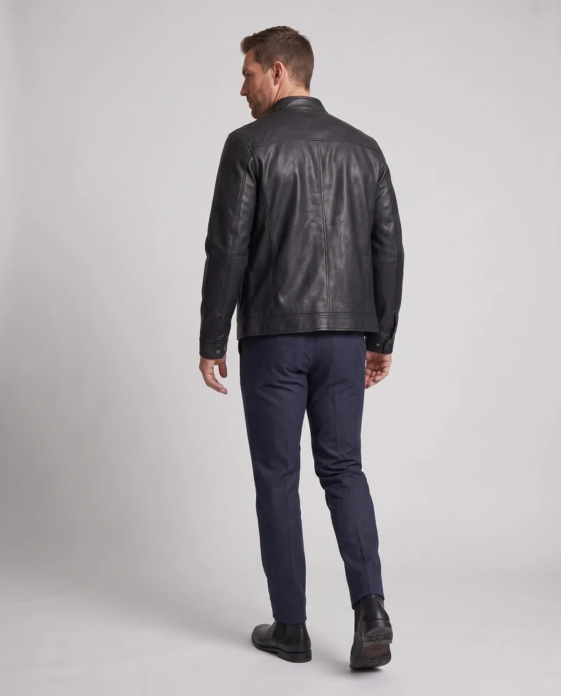 Herren Kunstleder Bomberjacke mit Teddy-Futter Nord Taschen