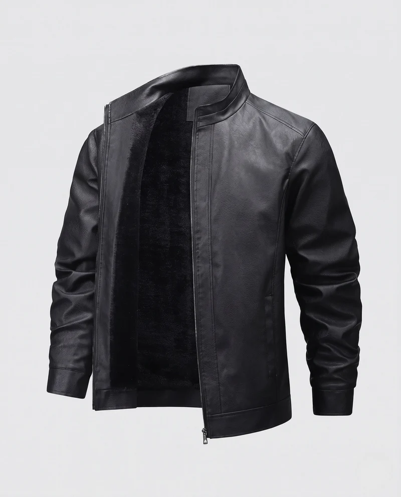 Herren Kunstleder Bomberjacke mit Teddy-Futter Nord Taschen
