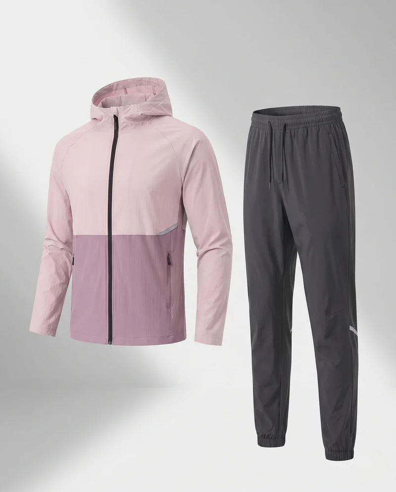 Frauen Laufset mit Kapuzenjacke und atmungsaktiven, schnell trocknenden Traininghose Nord Taschen