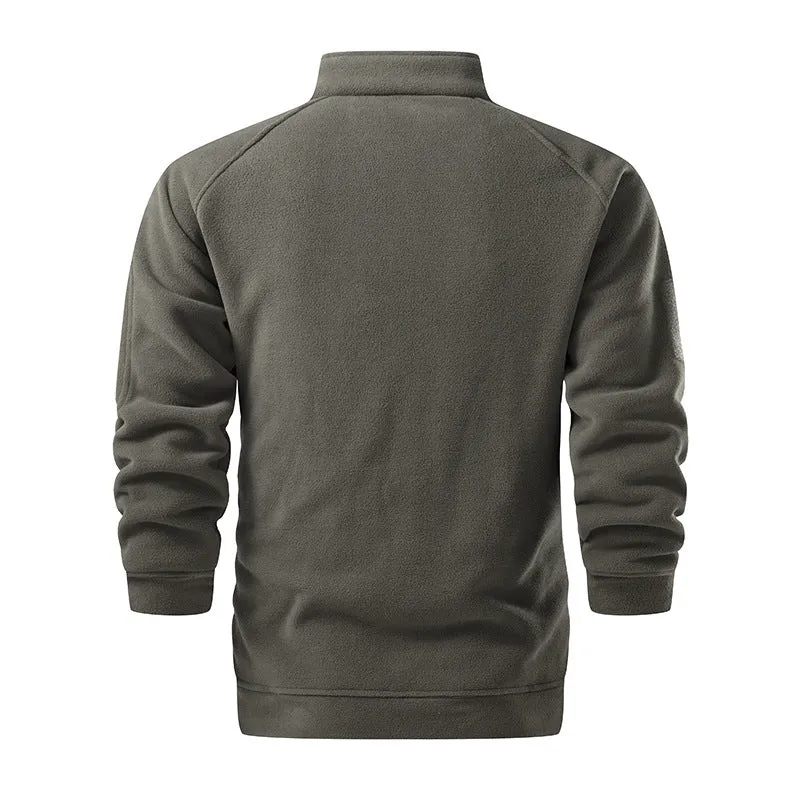 Herren Taktischer Microfleece-Troyer mit hohem Stehkragen, Ärmel‑Zipfach und Raglanärmeln Nord Taschen