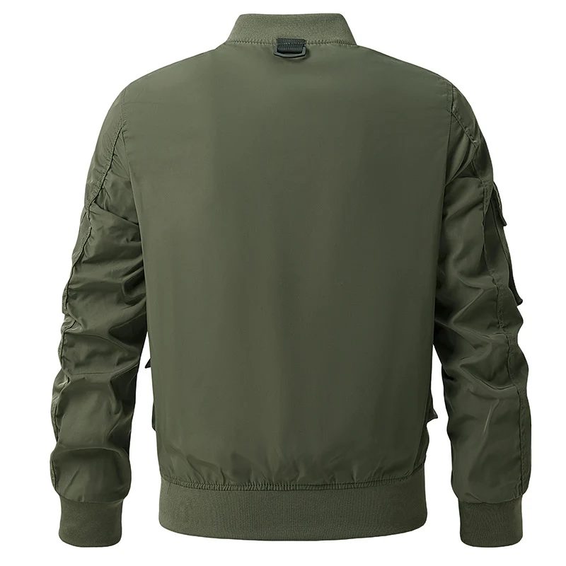 Herren taktische Multi-Taschen Bomberjacke im Utility‑Stil mit Cargofächern und Rippenbündchen Nord Taschen