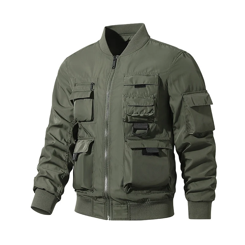 Herren Taktische Bomberjacke im Field‑Look mit modularen Außenfächern und elastischem Saum Nord Taschen