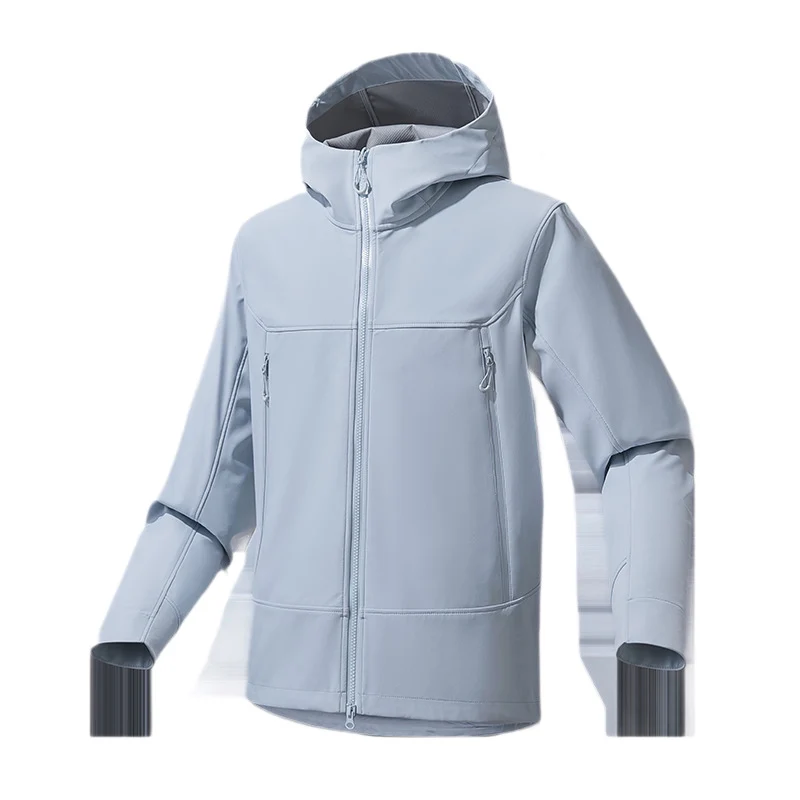 Herren Softshell‑Kapuzenjacke mit Stretch, wind- und wasserabweisender Membran und Zwei‑Wege‑Reißverschluss Nord Taschen