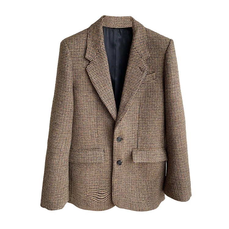Damen Klassischer Tweed Blazer Nord Taschen
