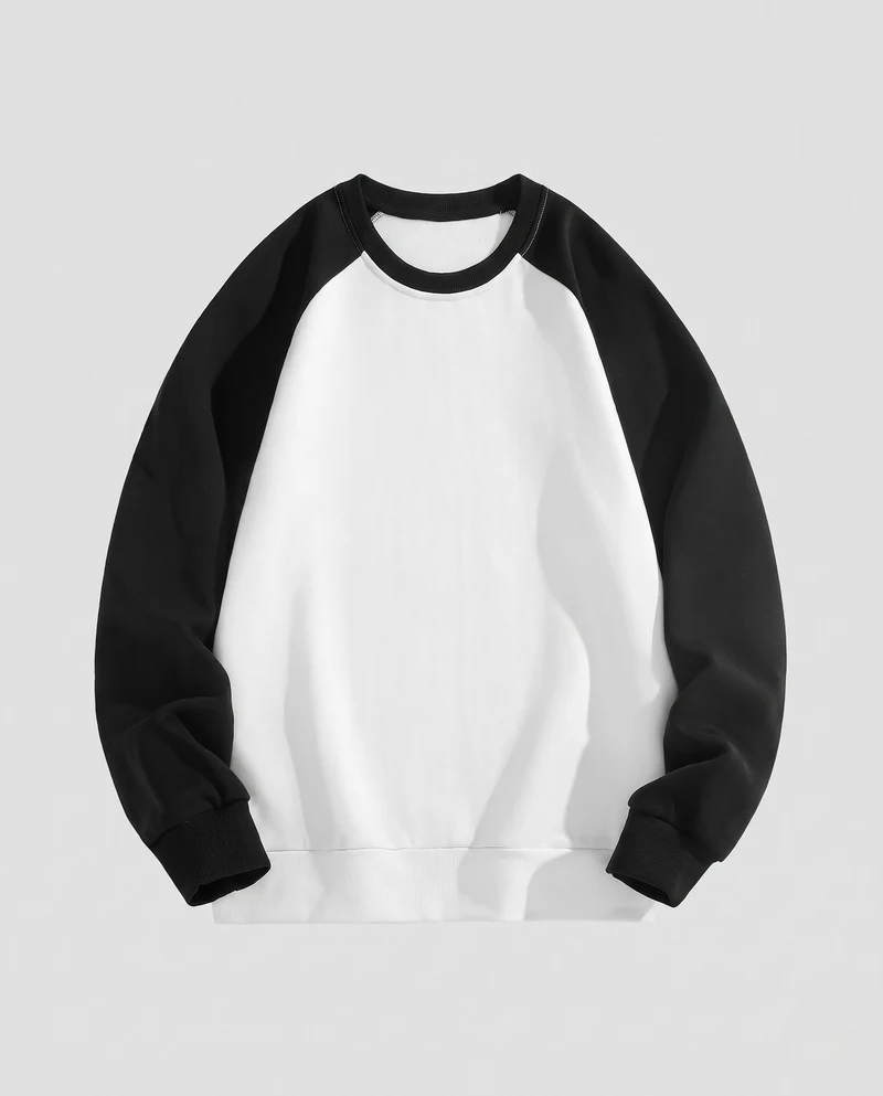 Unisex Raglan-Sweatshirt mit angerauter Fleece-Innenseite, Kontrastärmeln & geripptem Saum