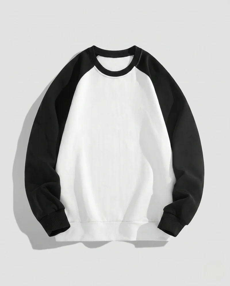 Unisex Raglan-Sweatshirt mit angerauter Fleece-Innenseite, Kontrastärmeln & geripptem Saum