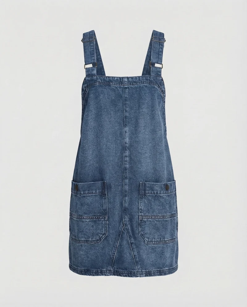 Damen Jeans-Latzkleid Verstellbare Träger - Vittorelli