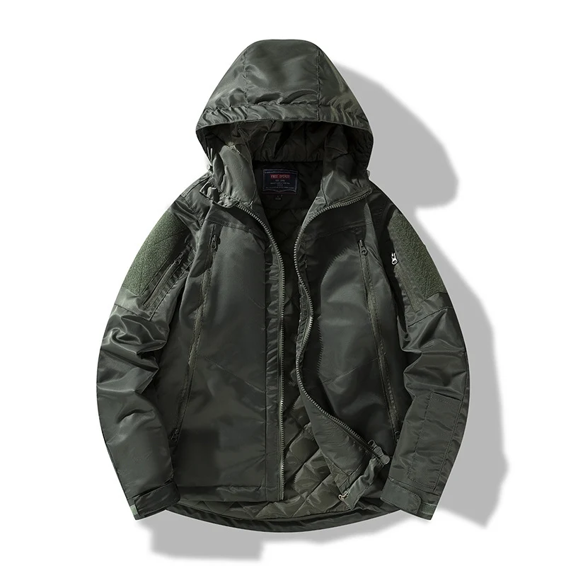 Herren gesteppte taktische Winterjacke mit Kapuze und wasserabweisendem Außenmaterial Nord Taschen