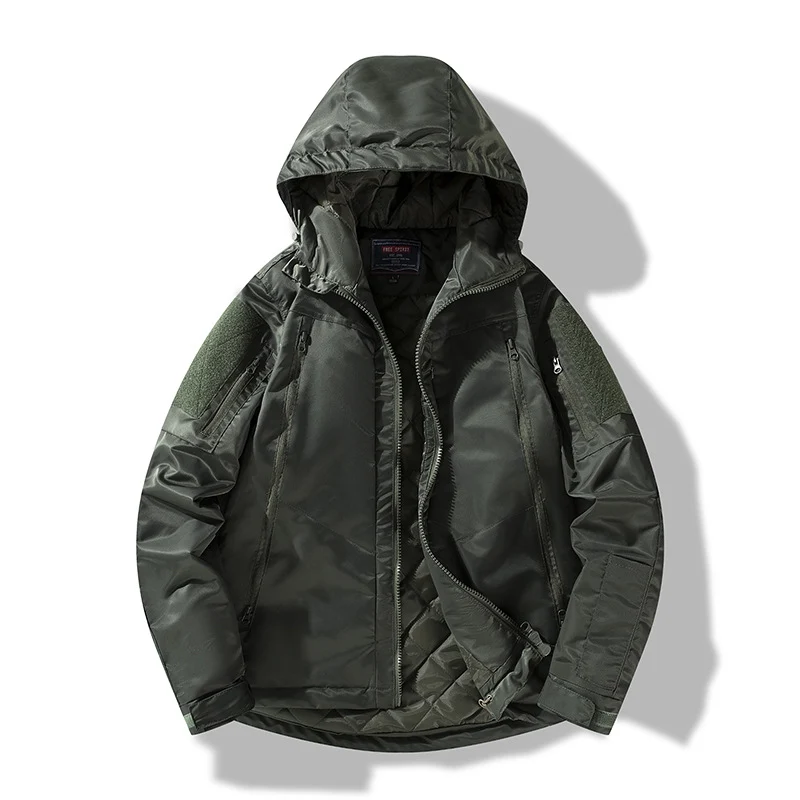 Herren gesteppte taktische Winterjacke mit Kapuze und wasserabweisendem Außenmaterial Nord Taschen