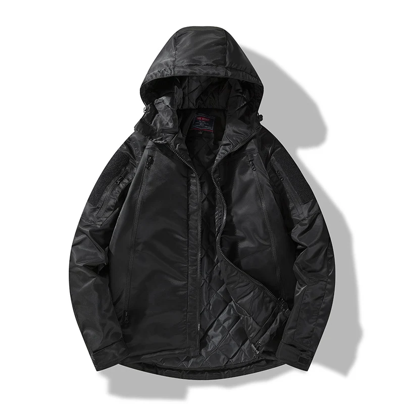 Herren gesteppte taktische Winterjacke mit Kapuze und wasserabweisendem Außenmaterial Nord Taschen