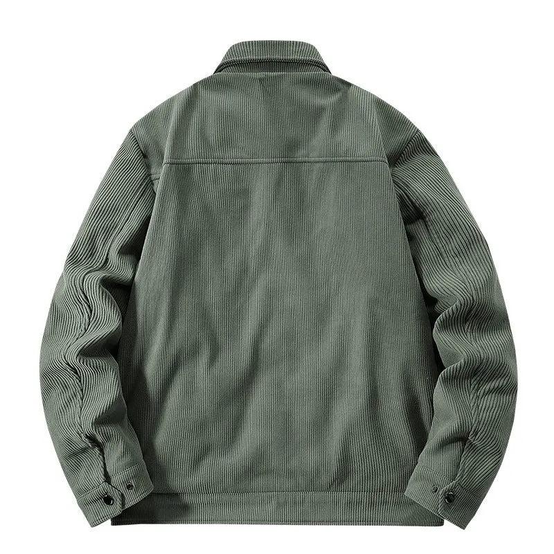 Herren Gerippte Cord-Overshirtjacke mit gesteppter Innenfütterung und Brustklappen Nord Taschen