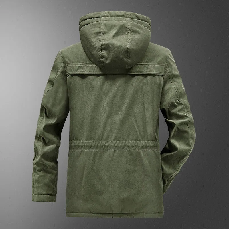 Herren gefütterter Kapuzenparka mit Thermo-Teddyfutter, winddichter Baumwollmix-Außenschale und Mehrfachtaschen Nord Taschen