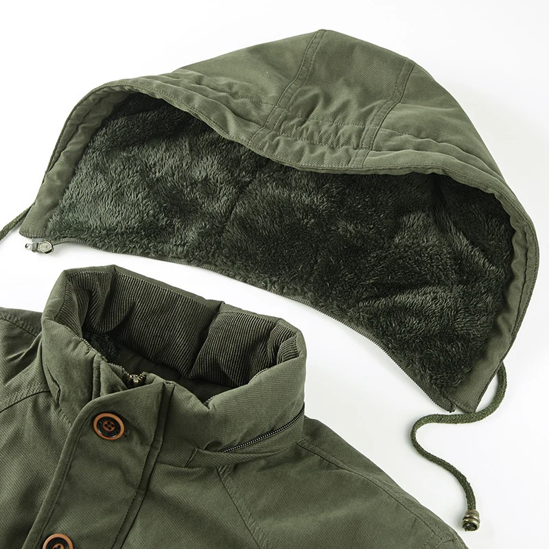 Herren gefütterter Kapuzenparka mit Thermo-Teddyfutter, winddichter Baumwollmix-Außenschale und Mehrfachtaschen Nord Taschen