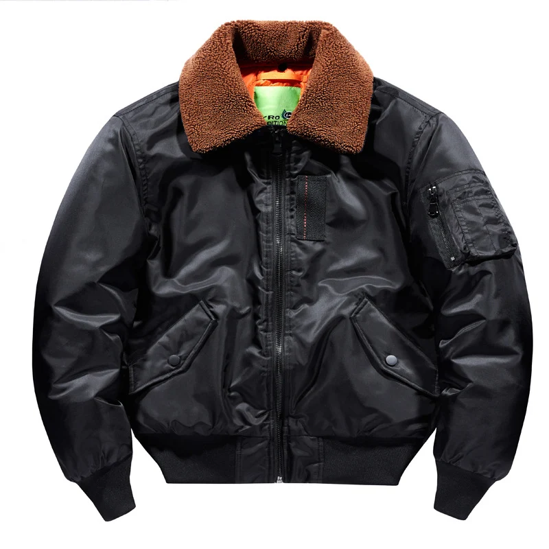 Herren Flieger-Bomberjacke mit Teddykragen, wasserabweisender Nylon-Shell und Ärmel-Utilitytasche Nord Taschen