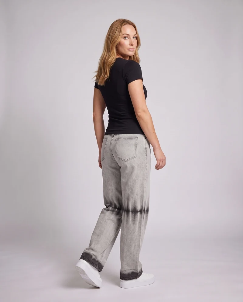 Unisex Weite Bein Denim-Hosen Nord Taschen