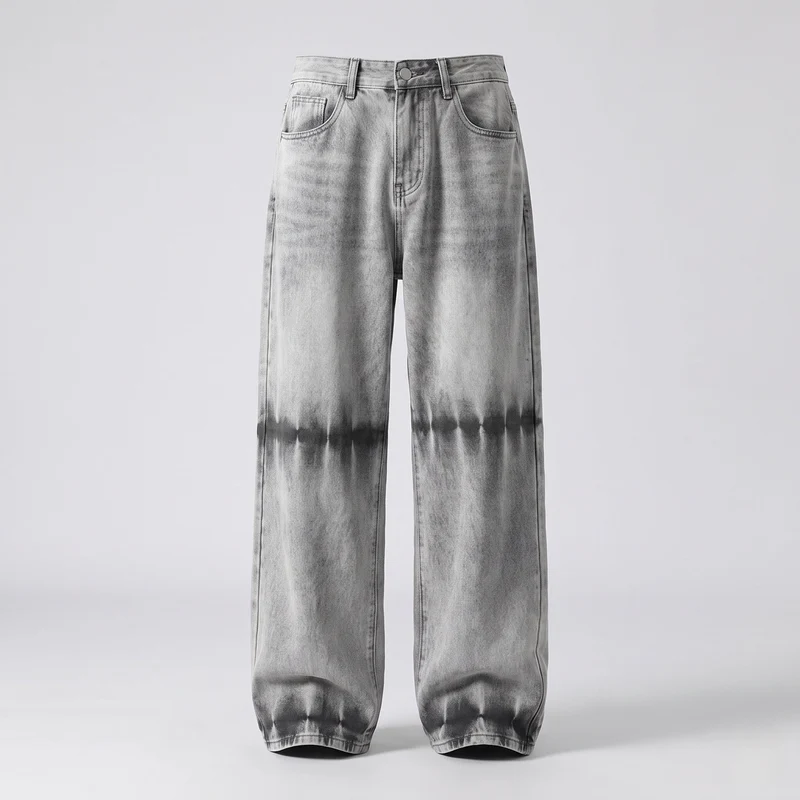 Unisex Weite Bein Denim-Hosen Nord Taschen