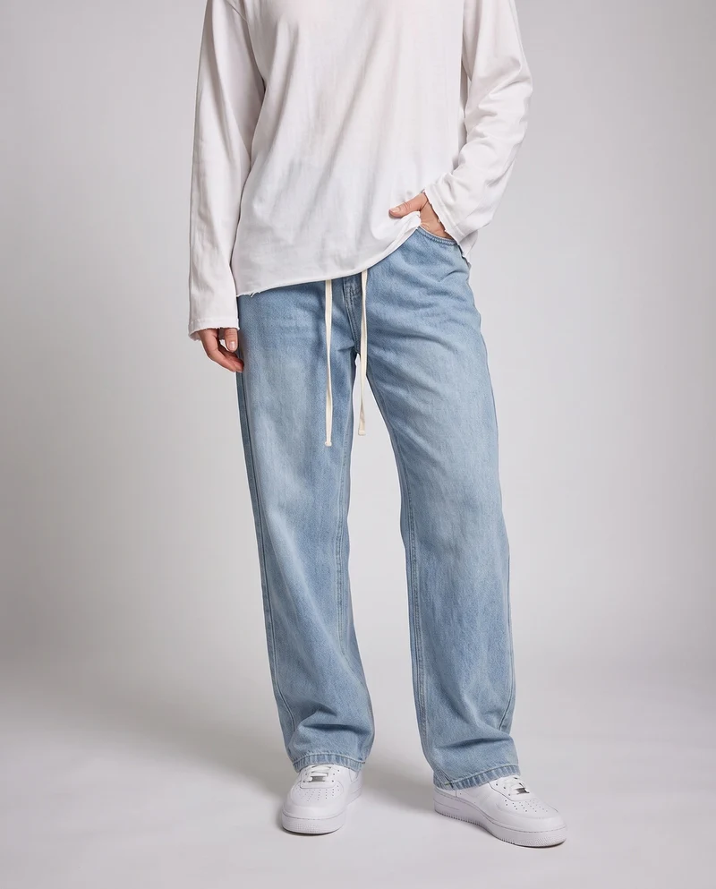 Damen Weitgeschnittene Denim-Hose Nord Taschen