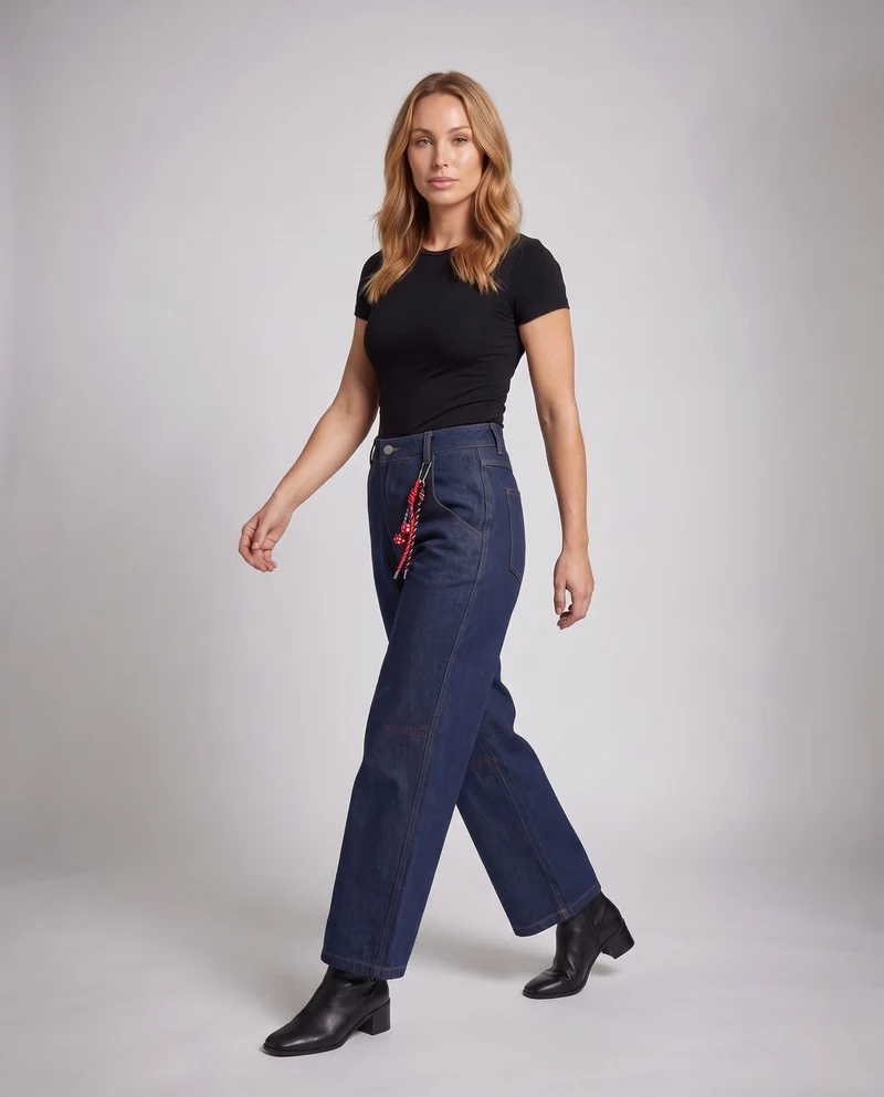 Damen Weitgeschnittene Denim-Hose Nord Taschen 1787981894